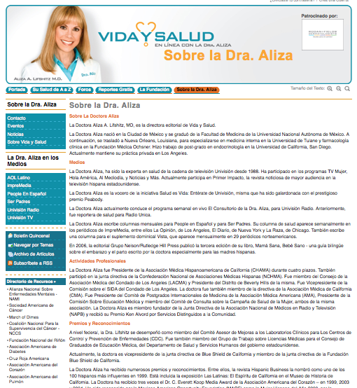 Vida y Salud Author Landing Page