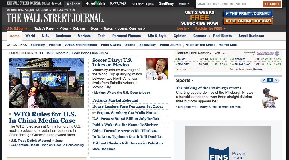 WSJ Unkown User Home Page