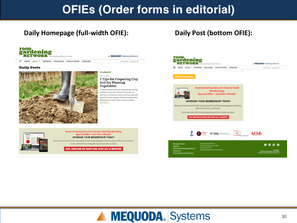 Order forms in editorials