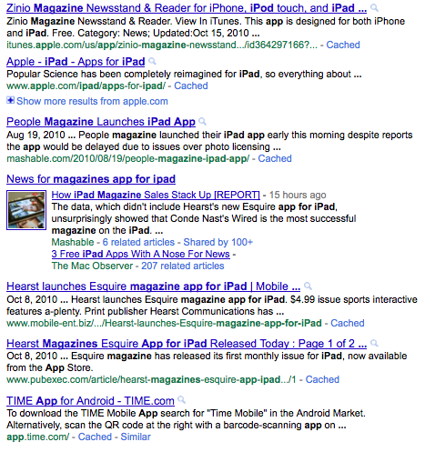 Google Search Results for "magazine apps for iPad"