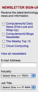 ComputerWorld Newsletter signup