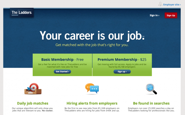 The Ladders home page - membership website business model