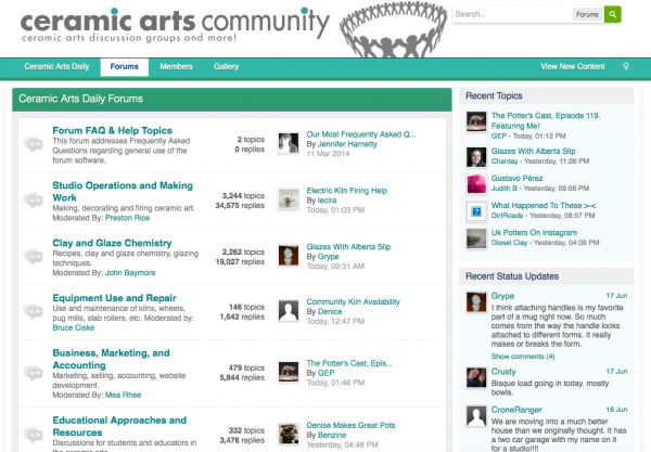 Ceramic Arts Community website business model example 