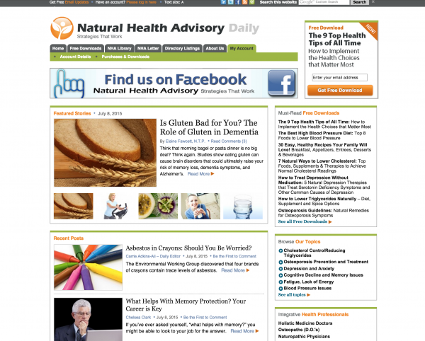 natural health advisory homepage design