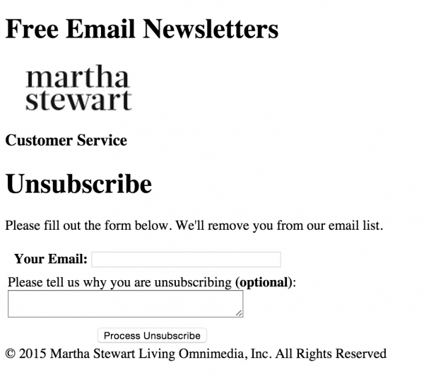 martha stewart unsubscribe