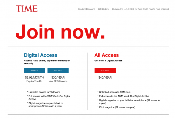 time magazine subscription website