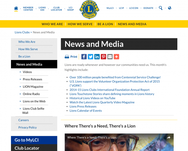 association website lions club