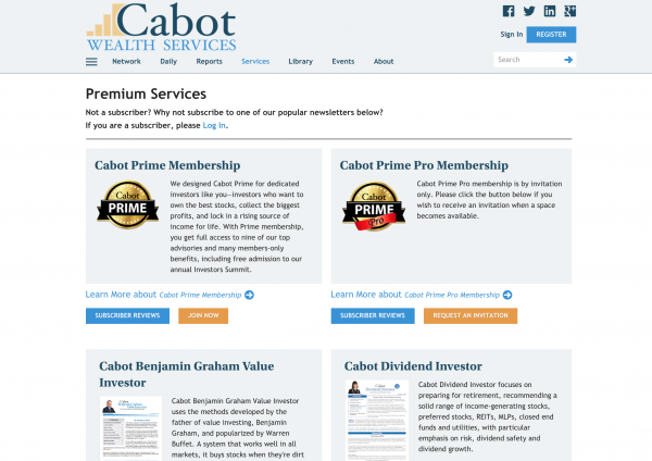 Cabot Subscription Website System