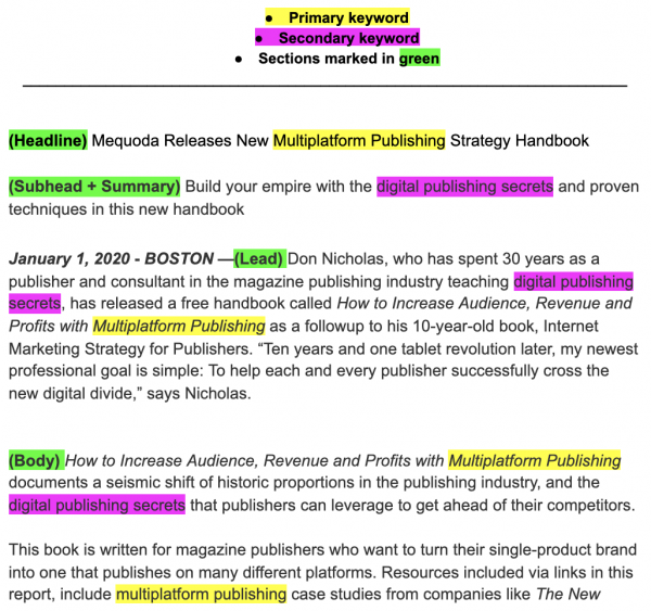 press release backlinks