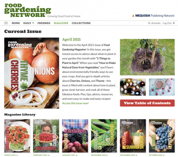 Digital Magazine Publishing Food Gardening Network Example 3