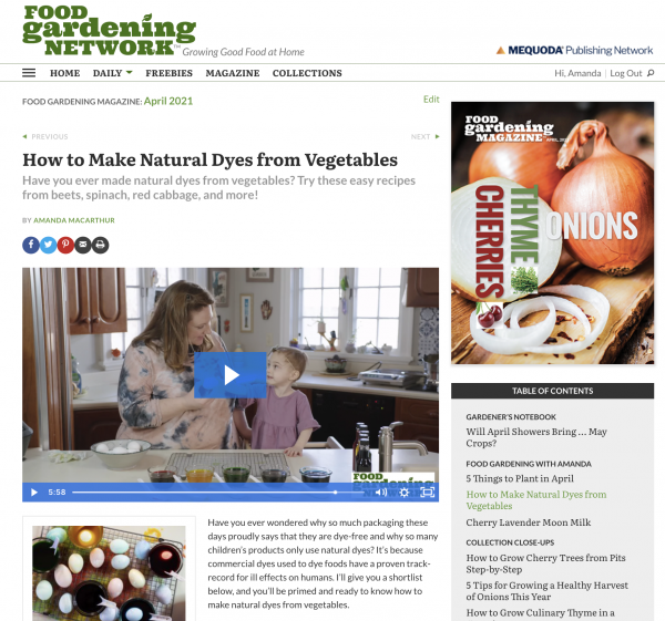 Digital Magazine Publishing Food Gardening Network Example