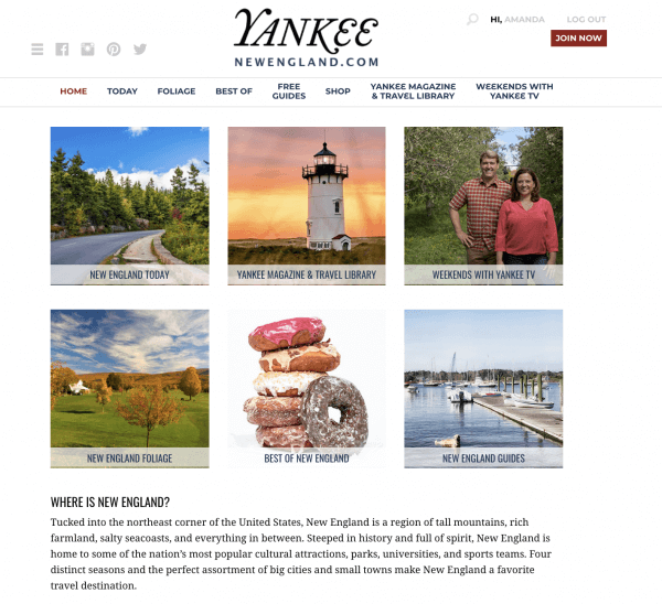 Yankee.com Website Homepage Design