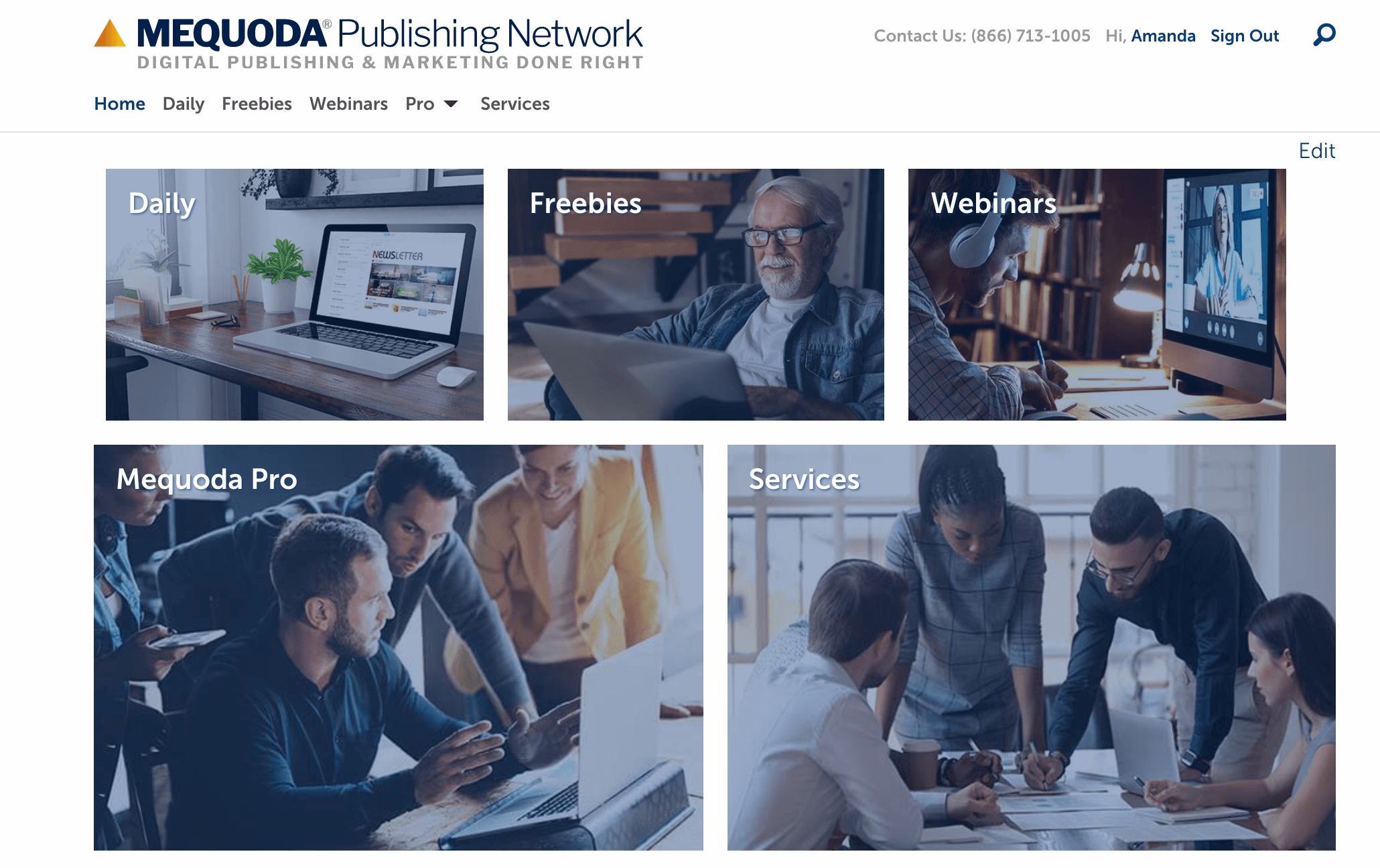 Mequoda.com Website Homepage Design