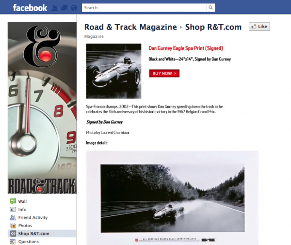 Shopping Carts on Facebook - Road and Track