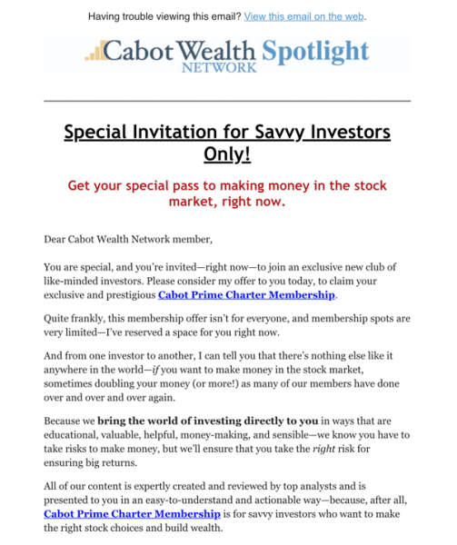 Cabot Email Marketing You're Invited