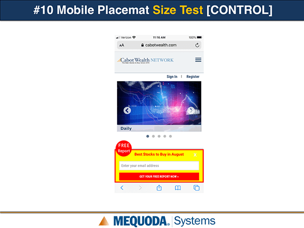 Mobile Placemat Size Test Control