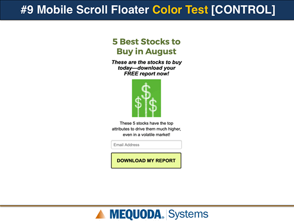 Mobile Scroll Floater Color Test Control