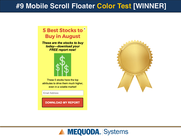 Mobile Scroll Floater Color Test Winner