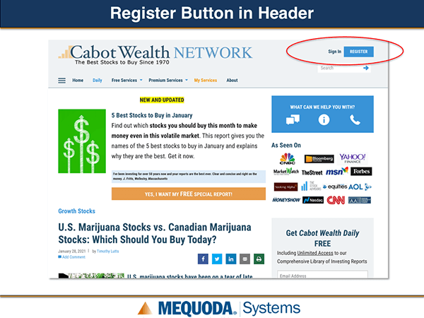 CWN Register Button in Header