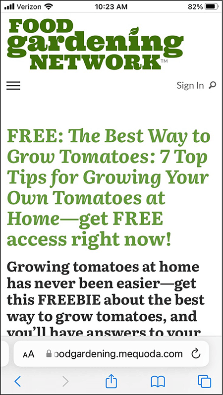 Food Gardening Network mobile responsiveness