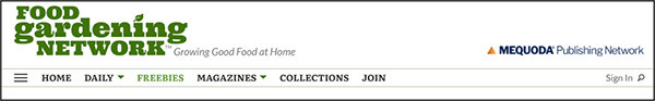 Food Gardening Network Nameplate and Navigation
