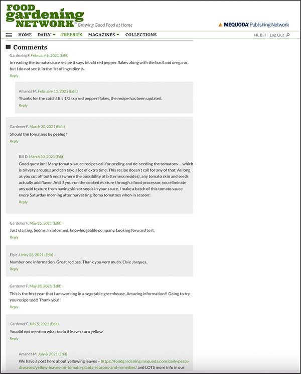 Food Gardening Network RCLP comments