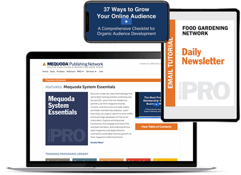 Access Mequoda Pro on computer, tablet, or mobile phone
