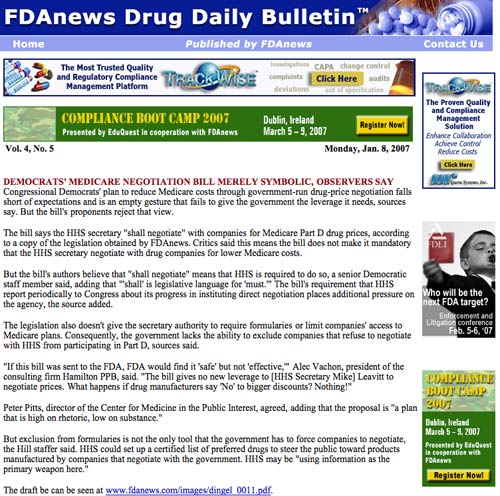 FDAnews Drug Daily Bulletin