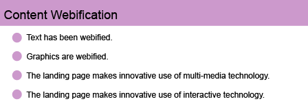 Landing Page Guidelines for content webification