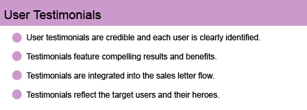 Landing Page Guidelines for user testimonials
