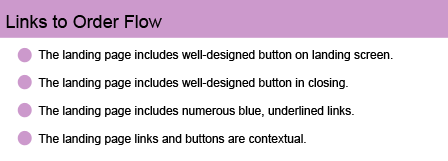 Landing Page Guidelines for links to order flow