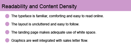 Landing Page Guidelines for readability and content density