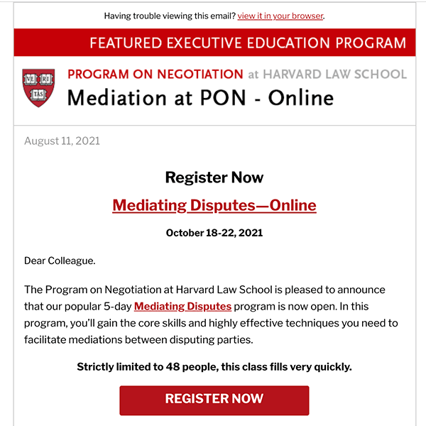 Mediation at PON - Online email 