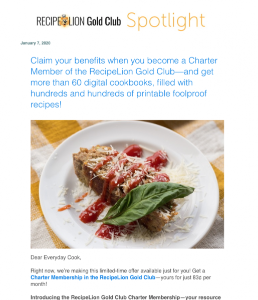 RecipeLion Magazine Membership Email Marketing