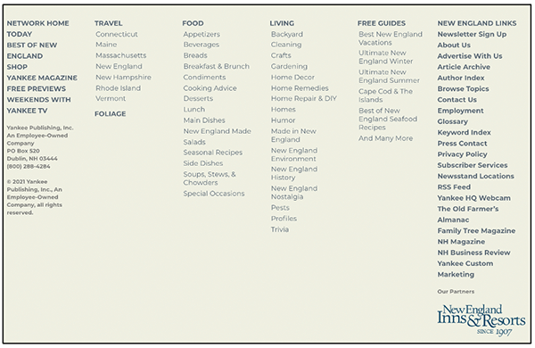 Yankee Homepage Footer